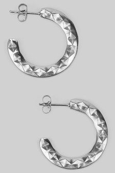 Stainless Steel Geo Textured Hoops