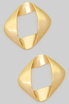Brass Folded Edge Drop Earrings