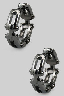 Mini Hinge Hoops With Studded Detail