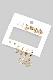 Six Pair Stud And Hoop Mixed Set
