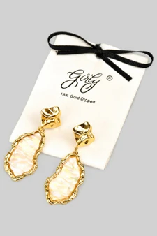 18K Gold Dipped Textured Abalone Drop Earrings