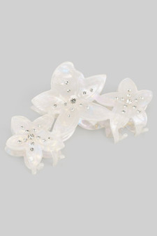 Marbled Acrylic Flower Hair Clip With Rhinestones