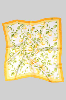 Watercolor Lemon Print Silky Square Scarf