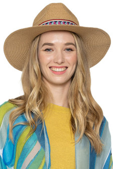 Aztec Band Woven Panama Hat - #BHP210060