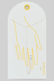 Mq Shaped Prong Setting Brass Hand Chain Bracelet