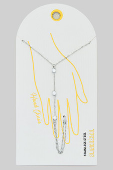 Cz Station Brass Chain Hand Bracelet