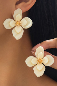 Marbled Acrylic Flower Post Earrings