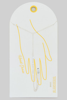 Mq Shaped Prong Setting Brass Hand Chain Bracelet