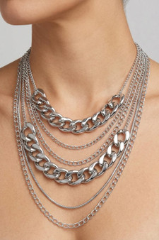 Layered Chain Link Bib Necklace
