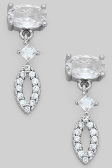 Dainty Oval Cz With Dangling Pave