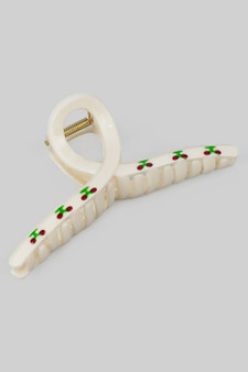 Twist Loop Hair Clip With Cherry Print
