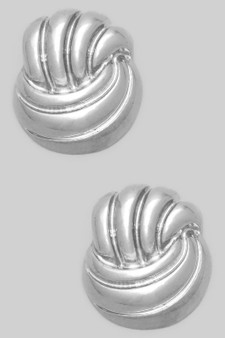 Wavy Interlocking Brass Post Earrings