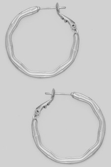 Wavy Textured Brass Hoop Earrings