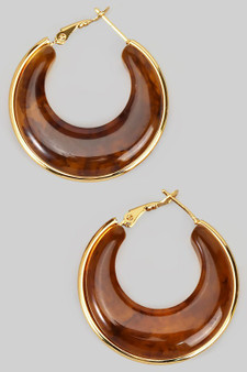 Brass Hinge Hoops With Acrylic Resin