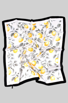 Watercolor Lemon Print Silky Square Scarf
