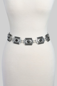 Stone Studded Rectangle Concho Chain Belt