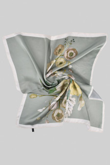 Flower Print Silky Square Scarf