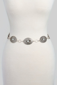 Ribbed Circle Pattern Concho Chain Belt
