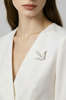 Stainless Steel Hummingbird Brooch Pin