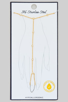 Stainless Steel Round Cz Charmed Hand Chain