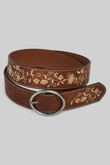 Vine Leaf Embroidered Strap Vintage Oval Buckle Be