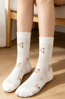 Mesh Breathable Flower Embroidered Socks