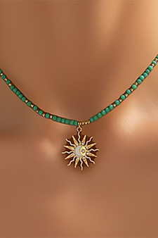 Beaded Necklace With Sun Moon And Star Pendant