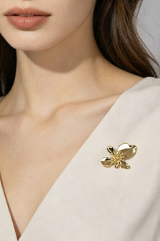 Brass Flower Brooch With Uneven Petals
