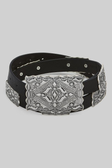 Southwestern Rectangle Concho Buckle Belt