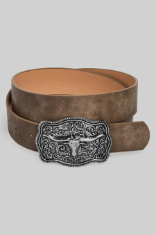 Floral Motif Longhorn Buckle Belt