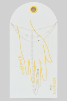 Pearl Strand Layered Brass Chain Hand Bracelet