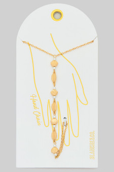 Shell Pearl Linear Brass Hand Chain Bracelet