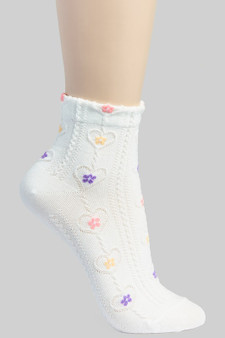 Multi Color Flower And Heart Pattern Socks