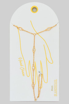 Brass Ellipsis Stone Hand Chain Bracelet