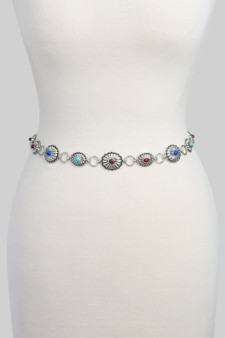 Mini Multi Stone Squash Blossom Chain Belt