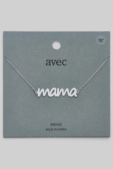 Brass Mama Script Pendant Necklace