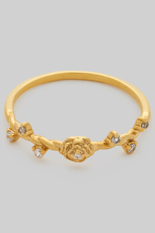 Dainty Rose Brass Ring With Cz Accents