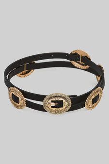 Western Concho Slider Skinny Belt