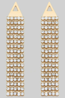 Triangle Post Earrings With Dangling Cz Stones