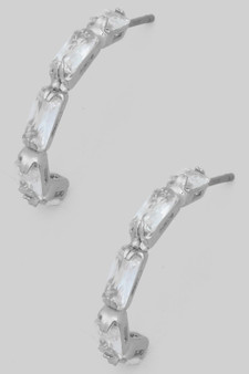 Cz Baguette Three Quarter Inch Brass Hoops