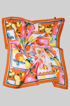 Artistic Colorful Fruit Pattern Silky Square Scarf