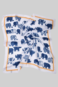 Playful Elephant Print Silky Square Scarf