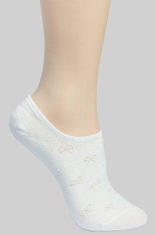 Embroidered Bow Print No Show Socks