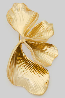 Gold Dipped Twisted Petal Brooch Pin