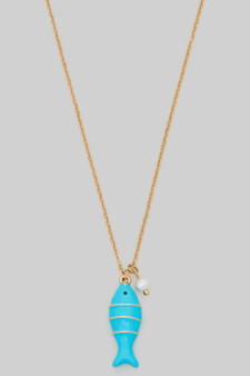 Enamel Fish Pendant Chain Necklace