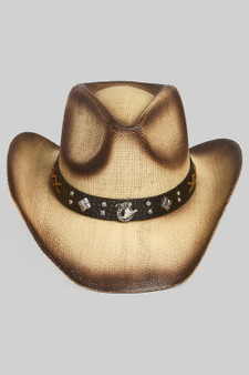 Vintage Straw Cowboy Hat Wild Leather Charmed Band