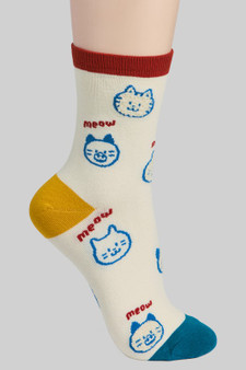 Fuzzy Colorful Meow Cat Socks