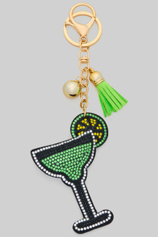 Rhinestone Lime Margarita Keychain Bag Charm