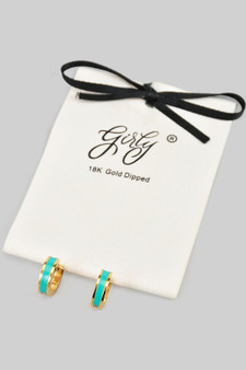 18K Gold Dipped Dainty Hoops With Colored Stripe