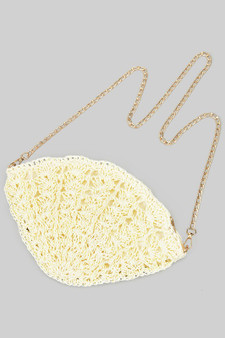 Raffia Shell Purse With Shoulder Chain